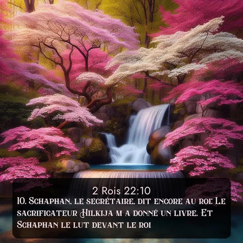 Segond 2 Rois  ; image nature: image avec le verset biblique :Schaphan, le secrétaire, dit encore au roi: Le sacrificateur Hilkija m&#039;a donné un livre. Et Schaphan le lut devant le roi. ;  ; 22:10