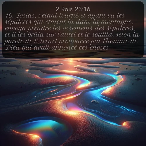 Segond 2 Rois  ; image nature: image avec le verset biblique :Josias, s&#039;étant tourné et ayant vu les sépulcres qui étaient là dans la montagne, envoya prendre les ossements des sépulcres, et il les brûla sur l&#039;autel et le souilla, selon la parole de l&#039;Eternel prononcée par l&#039;homme de Dieu qui avait annoncé ces choses. ;  ; 23:16