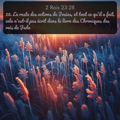 Segond 2 Rois  ; image nature: image avec le verset biblique :Le reste des actions de Josias, et tout ce qu&#039;il a fait, cela n&#039;est-il pas écrit dans le livre des Chroniques des rois de Juda? ;  ; 23:28