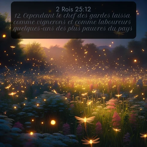 Segond 2 Rois  ; image nature: image avec le verset biblique :Cependant le chef des gardes laissa comme vignerons et comme laboureurs quelques-uns des plus pauvres du pays. ;  ; 25:12