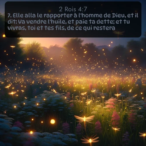 Segond 2 Rois  ; image nature: image avec le verset biblique :Elle alla le rapporter à l&#039;homme de Dieu, et il dit: Va vendre l&#039;huile, et paie ta dette; et tu vivras, toi et tes fils, de ce qui restera. ;  ; 4:7