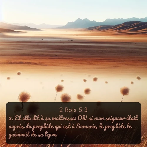 Segond 2 Rois  ; image nature: image avec le verset biblique :Et elle dit à sa maîtresse: Oh! si mon seigneur était auprès du prophète qui est à Samarie, le prophète le guérirait de sa lèpre! ;  ; 5:3