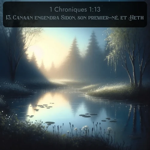 Segond 1 Chroniques  ; image nature: image avec le verset biblique :Canaan engendra Sidon, son premier-né, et Heth, ;  ; 1:13