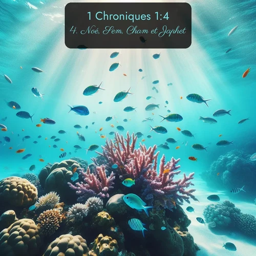 Segond 1 Chroniques  ; image nature: image avec le verset biblique :Noé, Sem, Cham et Japhet. ;  ; 1:4