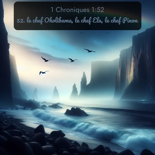 Segond 1 Chroniques  ; image nature: image avec le verset biblique :le chef Oholibama, le chef Ela, le chef Pinon, ;  ; 1:52