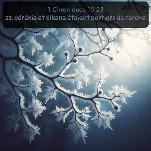 Segond 1 Chroniques  ; image nature: image avec le verset biblique :Bérékia et Elkana étaient portiers de l&#039;arche. ;  ; 15:23