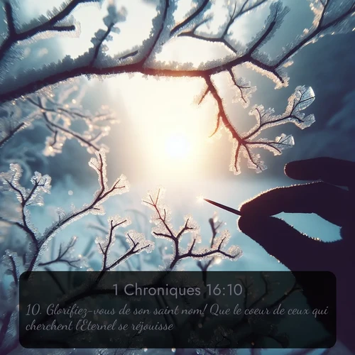 Segond 1 Chroniques  ; image nature: image avec le verset biblique :Glorifiez-vous de son saint nom! Que le coeur de ceux qui cherchent l&#039;Eternel se réjouisse! ;  ; 16:10