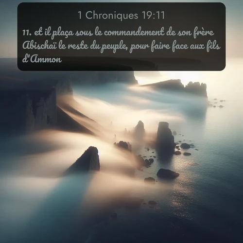 Segond 1 Chroniques  ; image nature: image avec le verset biblique :et il plaça sous le commandement de son frère Abischaï le reste du peuple, pour faire face aux fils d&#039;Ammon. ;  ; 19:11