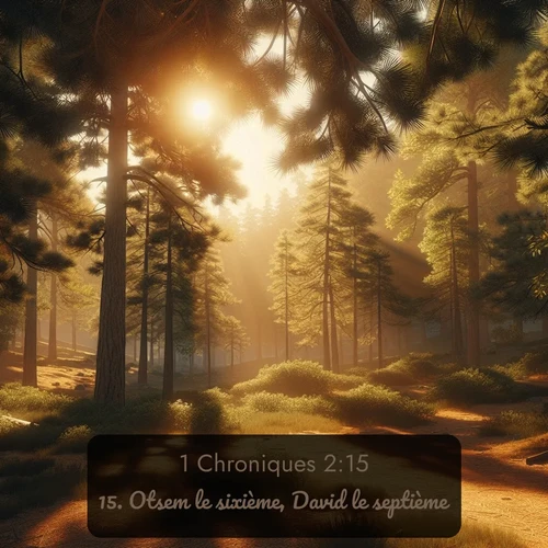 Segond 1 Chroniques  ; image nature: image avec le verset biblique :Otsem le sixième, David le septième. ;  ; 2:15