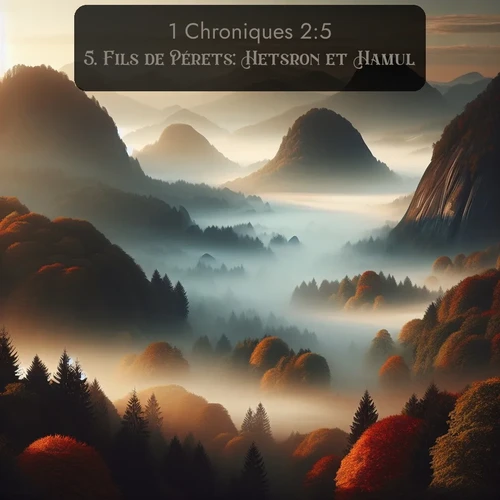 Segond 1 Chroniques  ; image nature: image avec le verset biblique :Fils de Pérets: Hetsron et Hamul. ;  ; 2:5