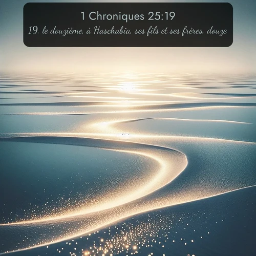 Segond 1 Chroniques  ; image nature: image avec le verset biblique :le douzième, à Haschabia, ses fils et ses frères, douze; ;  ; 25:19