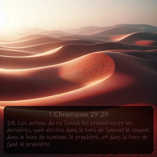 Segond 1 Chroniques  ; image nature: image avec le verset biblique :Les actions du roi David, les premières et les dernières, sont écrites dans le livre de Samuel le voyant, dans le livre de Nathan, le prophète, et dans le livre de Gad, le prophète, ;  ; 29:29