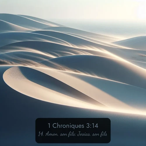 Segond 1 Chroniques  ; image nature: image avec le verset biblique :Amon, son fils; Josias, son fils. ;  ; 3:14