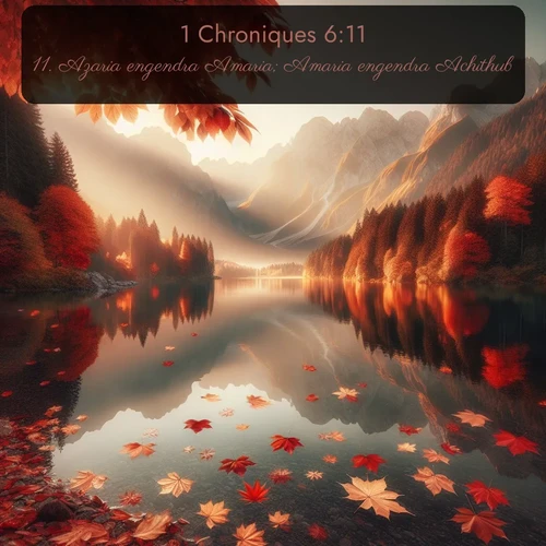 Segond 1 Chroniques  ; image nature: image avec le verset biblique :Azaria engendra Amaria; Amaria engendra Achithub; ;  ; 6:11