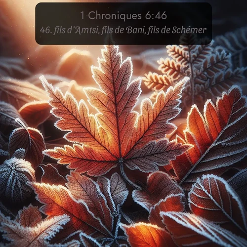 Segond 1 Chroniques  ; image nature: image avec le verset biblique :fils d&#039;Amtsi, fils de Bani, fils de Schémer, ;  ; 6:46