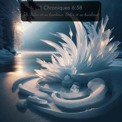 Segond 1 Chroniques  ; image nature: image avec le verset biblique :Hilen et sa banlieue, Debir et sa banlieue, ;  ; 6:58
