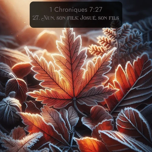 Segond 1 Chroniques  ; image nature: image avec le verset biblique :Nun, son fils; Josué, son fils. ;  ; 7:27