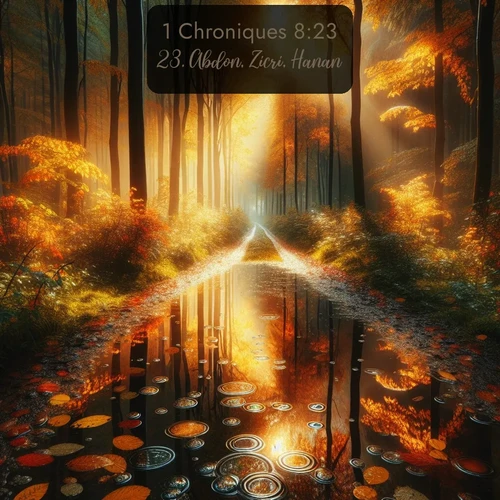 Segond 1 Chroniques  ; image nature: image avec le verset biblique :Abdon, Zicri, Hanan, ;  ; 8:23