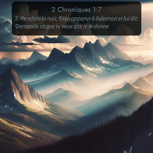 Segond 2 Chroniques  ; image nature: image avec le verset biblique :Pendant la nuit, Dieu apparut à Salomon et lui dit: Demande ce que tu veux que je te donne. ;  ; 1:7