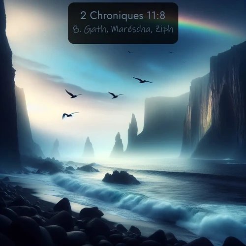 Segond 2 Chroniques  ; image nature: image avec le verset biblique :Gath, Maréscha, Ziph, ;  ; 11:8