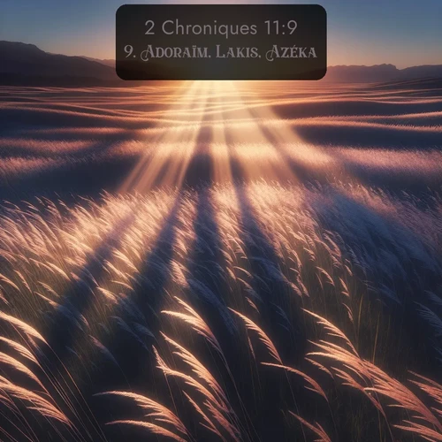 Segond 2 Chroniques  ; image nature: image avec le verset biblique :Adoraïm, Lakis, Azéka, ;  ; 11:9
