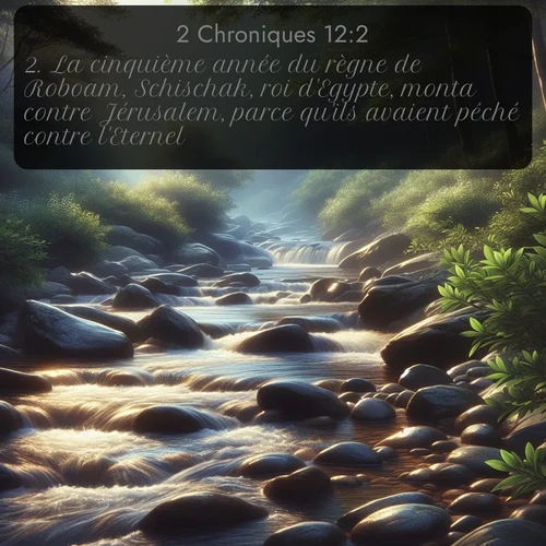 Segond 2 Chroniques  ; image nature: image avec le verset biblique :La cinquième année du règne de Roboam, Schischak, roi d&#039;Egypte, monta contre Jérusalem, parce qu&#039;ils avaient péché contre l&#039;Eternel. ;  ; 12:2