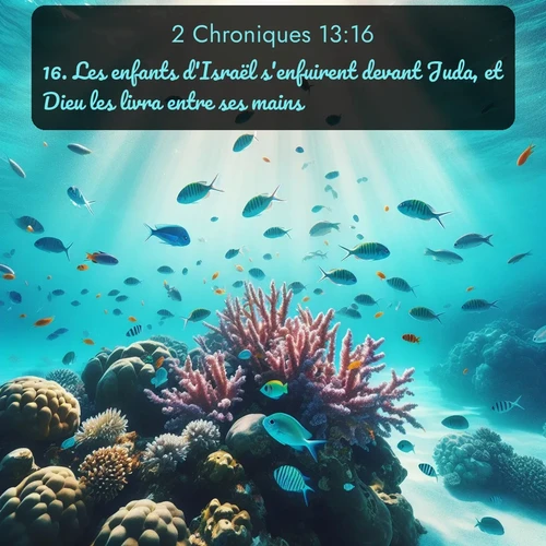 Segond 2 Chroniques  ; image nature: image avec le verset biblique :Les enfants d&#039;Israël s&#039;enfuirent devant Juda, et Dieu les livra entre ses mains. ;  ; 13:16