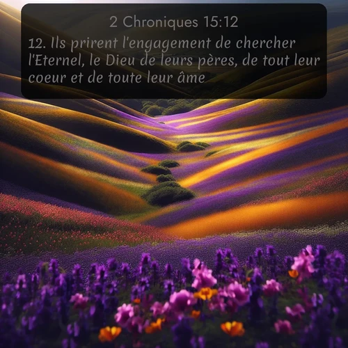 Segond 2 Chroniques  ; image nature: image avec le verset biblique :Ils prirent l&#039;engagement de chercher l&#039;Eternel, le Dieu de leurs pères, de tout leur coeur et de toute leur âme; ;  ; 15:12
