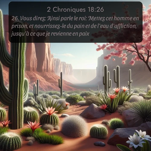 Segond 2 Chroniques  ; image nature: image avec le verset biblique :Vous direz: Ainsi parle le roi: Mettez cet homme en prison, et nourrissez-le du pain et de l&#039;eau d&#039;affliction, jusqu&#039;à ce que je revienne en paix. ;  ; 18:26