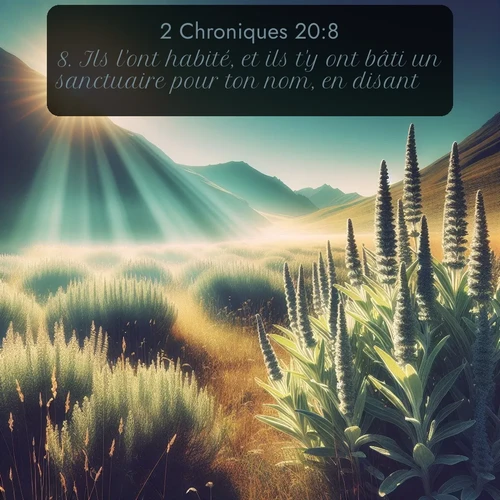 Segond 2 Chroniques  ; image nature: image avec le verset biblique :Ils l&#039;ont habité, et ils t&#039;y ont bâti un sanctuaire pour ton nom, en disant: ;  ; 20:8