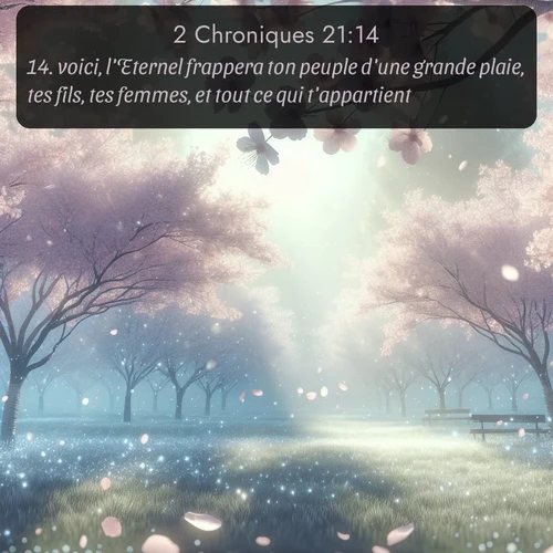 Segond 2 Chroniques  ; image nature: image avec le verset biblique :voici, l&#039;Eternel frappera ton peuple d&#039;une grande plaie, tes fils, tes femmes, et tout ce qui t&#039;appartient; ;  ; 21:14