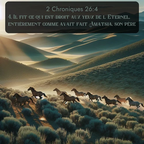 Segond 2 Chroniques  ; image nature: image avec le verset biblique :Il fit ce qui est droit aux yeux de l&#039;Eternel, entièrement comme avait fait Amatsia, son père. ;  ; 26:4