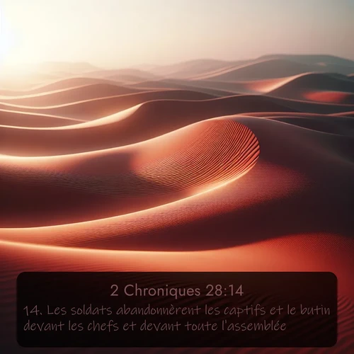 Segond 2 Chroniques  ; image nature: image avec le verset biblique :Les soldats abandonnèrent les captifs et le butin devant les chefs et devant toute l&#039;assemblée. ;  ; 28:14