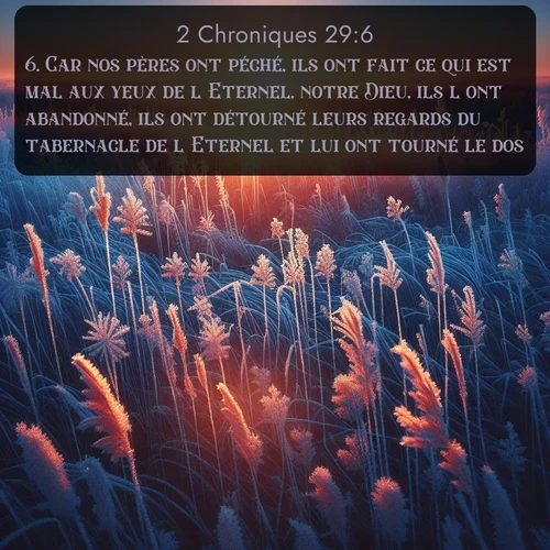 Segond 2 Chroniques  ; image nature: image avec le verset biblique :Car nos pères ont péché, ils ont fait ce qui est mal aux yeux de l&#039;Eternel, notre Dieu, ils l&#039;ont abandonné, ils ont détourné leurs regards du tabernacle de l&#039;Eternel et lui ont tourné le dos. ;  ; 29:6