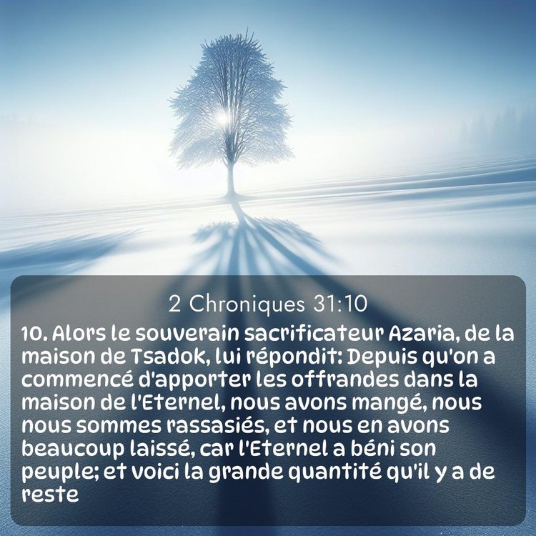 Segond 2 Chroniques 31:10