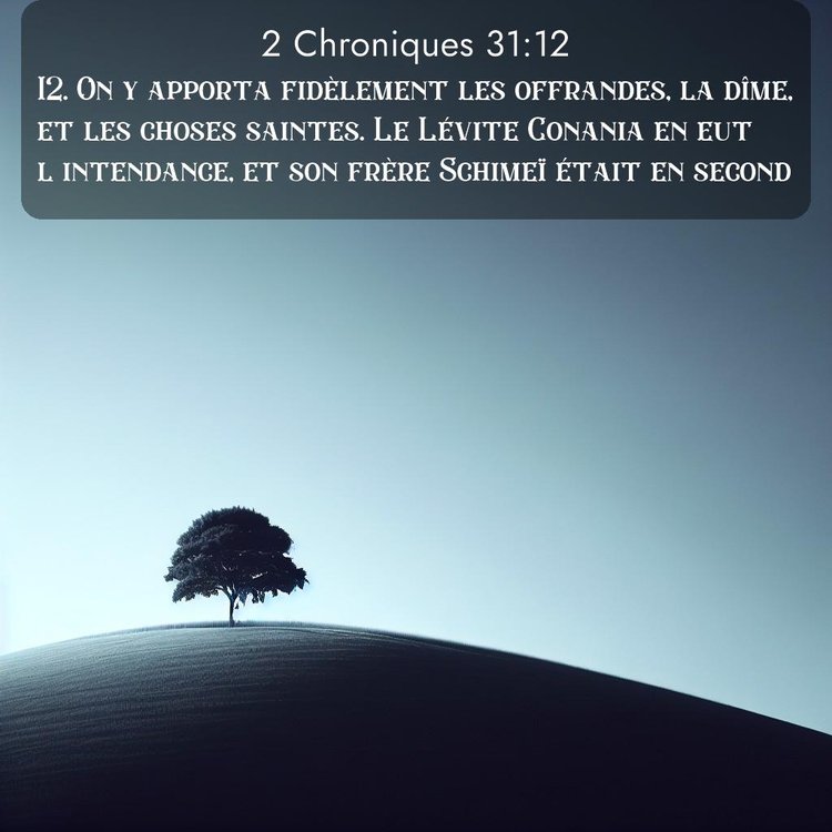 Segond 2 Chroniques 31:12