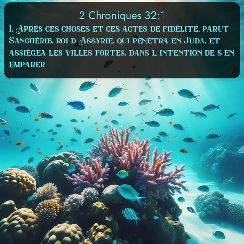 Segond 2 Chroniques  ; image nature: image avec le verset biblique :Après ces choses et ces actes de fidélité, parut Sanchérib, roi d&#039;Assyrie, qui pénétra en Juda, et assiégea les villes fortes, dans l&#039;intention de s&#039;en emparer. ;  ; 32:1