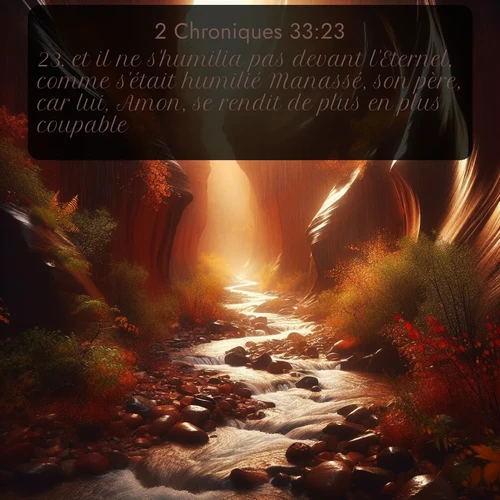 Segond 2 Chroniques  ; image nature: image avec le verset biblique :et il ne s&#039;humilia pas devant l&#039;Eternel, comme s&#039;était humilié Manassé, son père, car lui, Amon, se rendit de plus en plus coupable. ;  ; 33:23