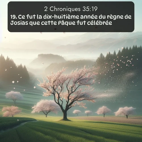 Segond 2 Chroniques  ; image nature: image avec le verset biblique :Ce fut la dix-huitième année du règne de Josias que cette Pâque fut célébrée. ;  ; 35:19
