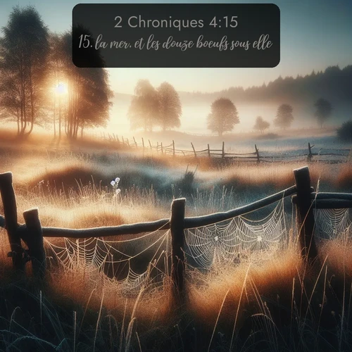 Segond 2 Chroniques  ; image nature: image avec le verset biblique :la mer, et les douze boeufs sous elle; ;  ; 4:15