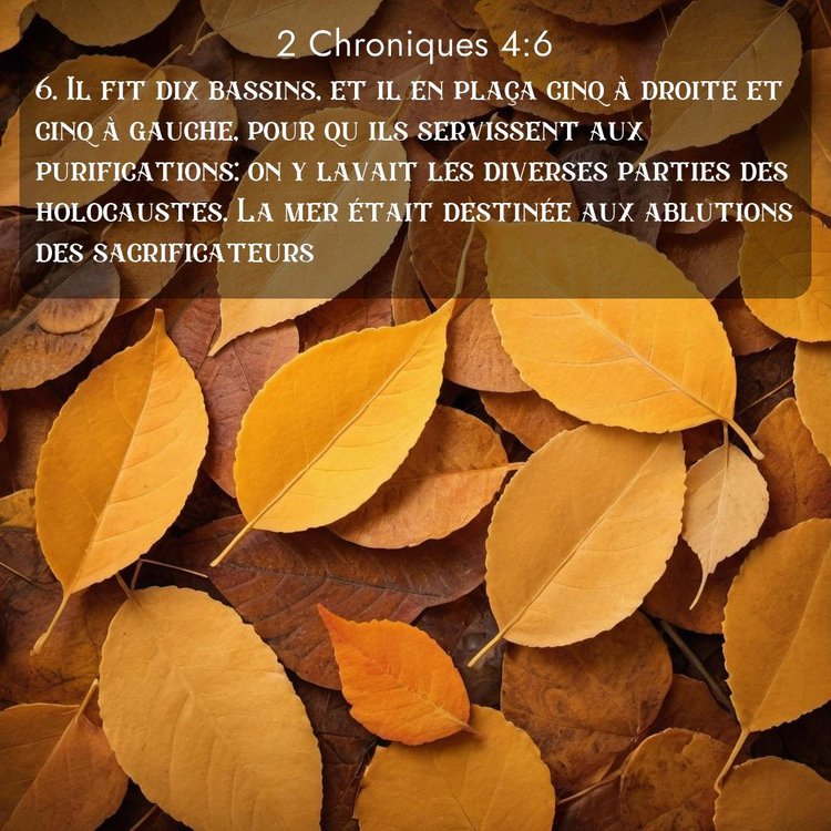 Segond 2 Chroniques 4:6