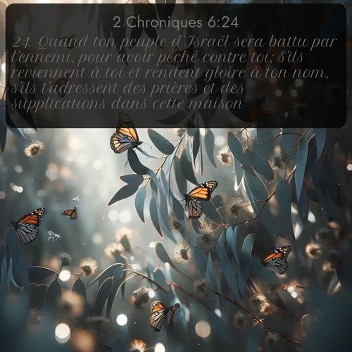 Segond 2 Chroniques  ; image nature: image avec le verset biblique :Quand ton peuple d&#039;Israël sera battu par l&#039;ennemi, pour avoir péché contre toi; s&#039;ils reviennent à toi et rendent gloire à ton nom, s&#039;ils t&#039;adressent des prières et des supplications dans cette maison, ;  ; 6:24