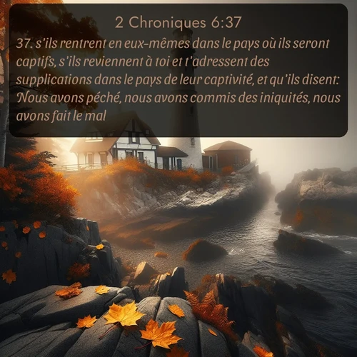 Segond 2 Chroniques  ; image nature: image avec le verset biblique :s&#039;ils rentrent en eux-mêmes dans le pays où ils seront captifs, s&#039;ils reviennent à toi et t&#039;adressent des supplications dans le pays de leur captivité, et qu&#039;ils disent: Nous avons péché, nous avons commis des iniquités, nous avons fait le mal! ;  ; 6:37