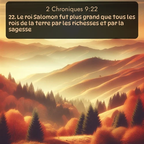 Segond 2 Chroniques  ; image nature: image avec le verset biblique :Le roi Salomon fut plus grand que tous les rois de la terre par les richesses et par la sagesse. ;  ; 9:22