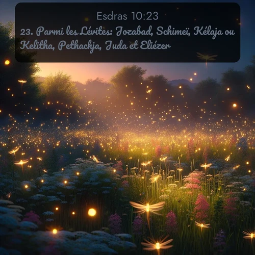 Segond Esdras  ; image nature: image avec le verset biblique :Parmi les Lévites: Jozabad, Schimeï, Kélaja ou Kelitha, Pethachja, Juda et Eliézer. ;  ; 10:23