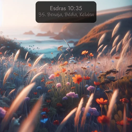 Segond Esdras  ; image nature: image avec le verset biblique :Benaja, Bédia, Keluhu, ;  ; 10:35