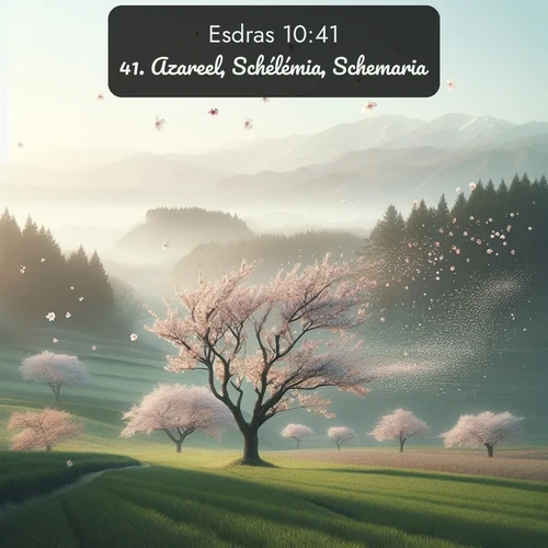 Segond Esdras  ; image nature: image avec le verset biblique :Azareel, Schélémia, Schemaria, ;  ; 10:41