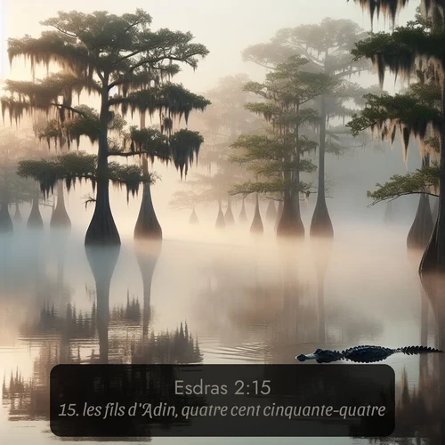Segond Esdras  ; image nature: image avec le verset biblique :les fils d&#039;Adin, quatre cent cinquante-quatre; ;  ; 2:15
