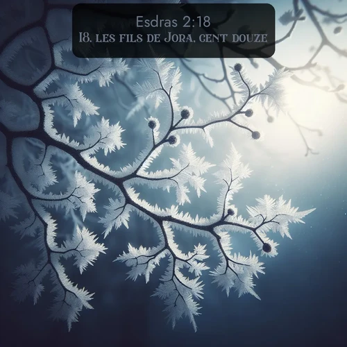 Segond Esdras  ; image nature: image avec le verset biblique :les fils de Jora, cent douze; ;  ; 2:18
