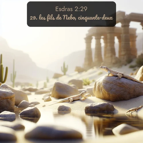 Segond Esdras  ; image nature: image avec le verset biblique :les fils de Nebo, cinquante-deux; ;  ; 2:29